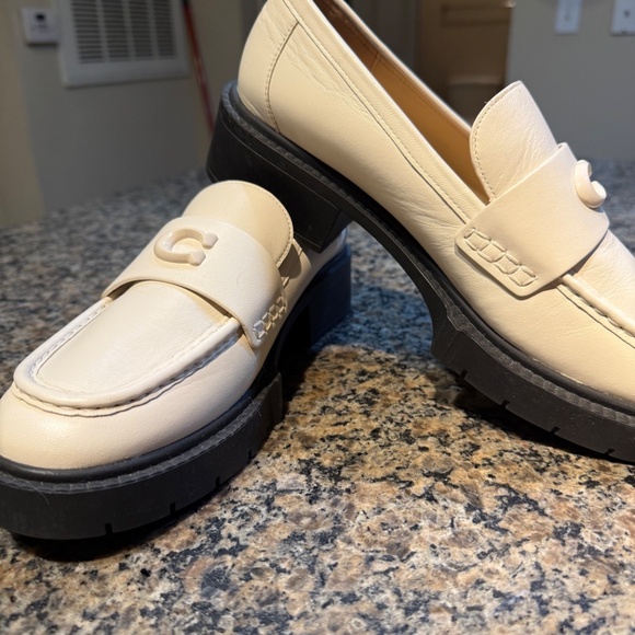 Coach women's leah platform lug sole loafers cream - Picture 2 of 9